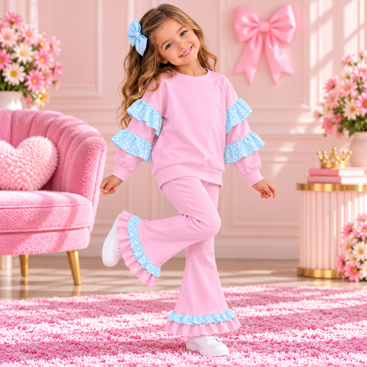 Girls flare ruffle set