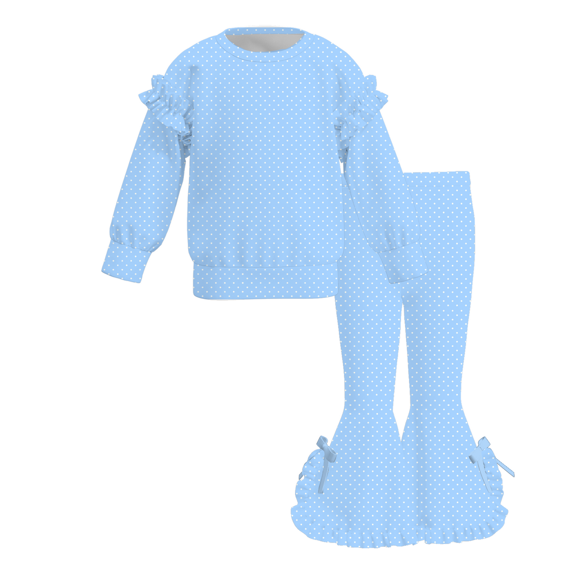 Girls ruffle sweatshirt set (blue)