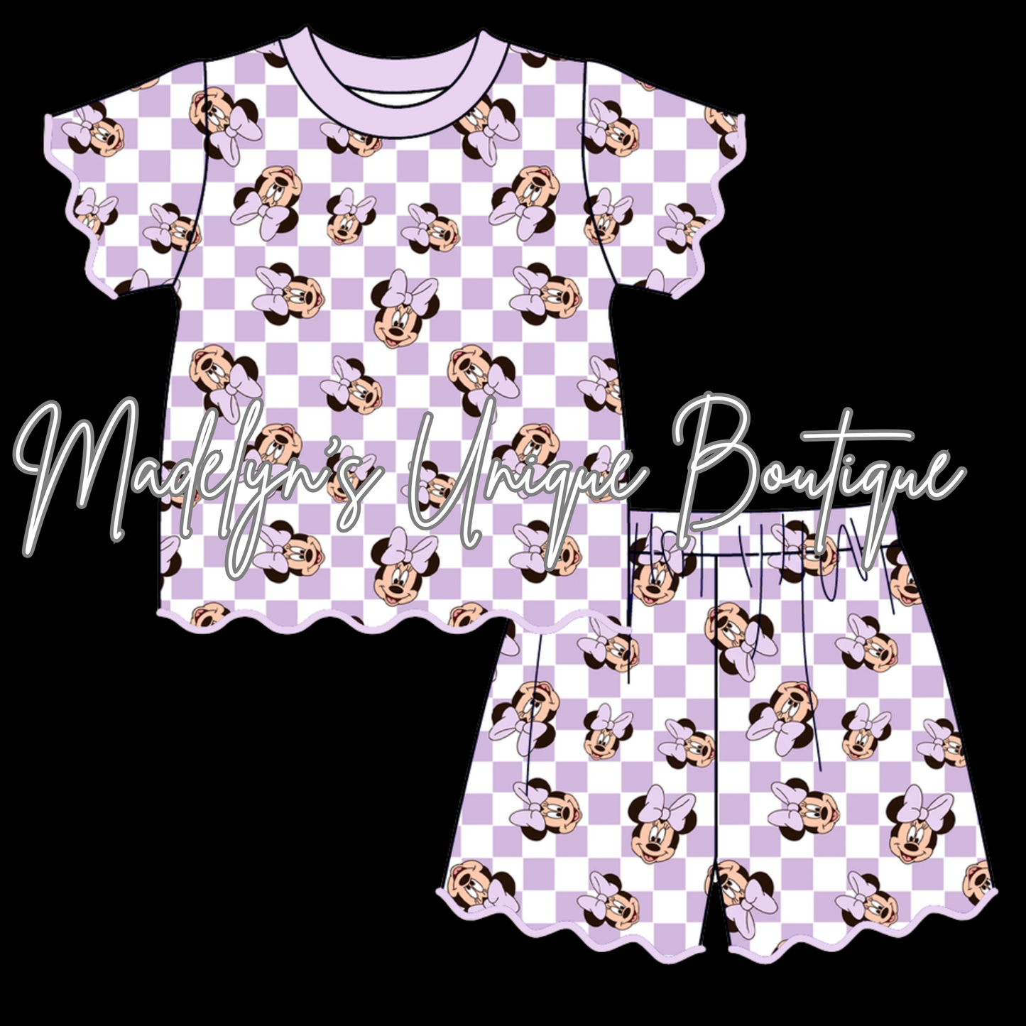 Girls scalloped short set