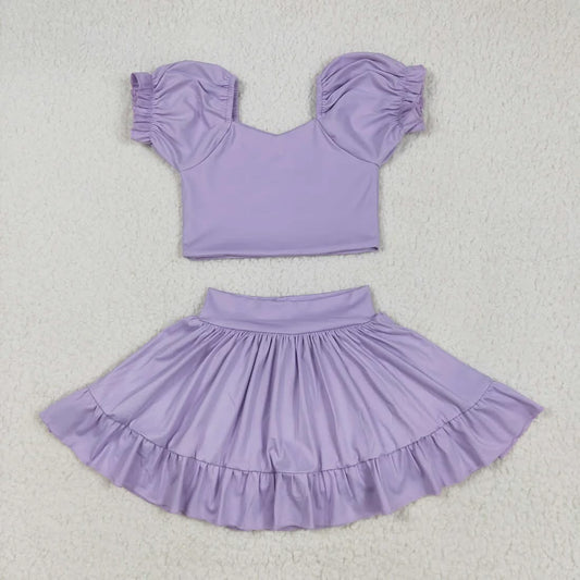 Purple athletic set with shorts built in