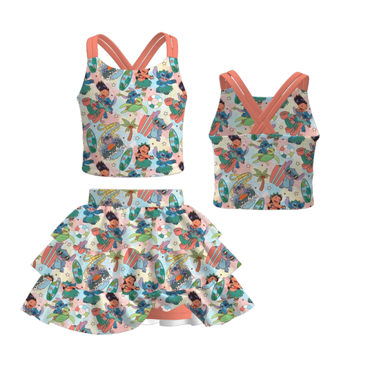 Girls ruffle skort set