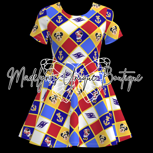 Women’s twirl dress with pockets “Magic on the high seas”