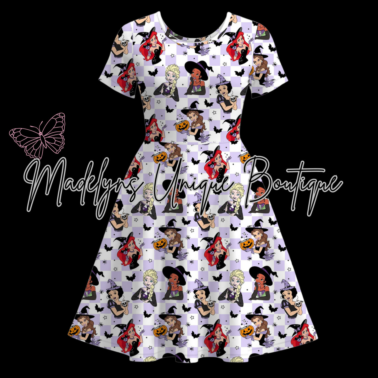 Women’s twirl dress with pockets “Haunted happy ever after”