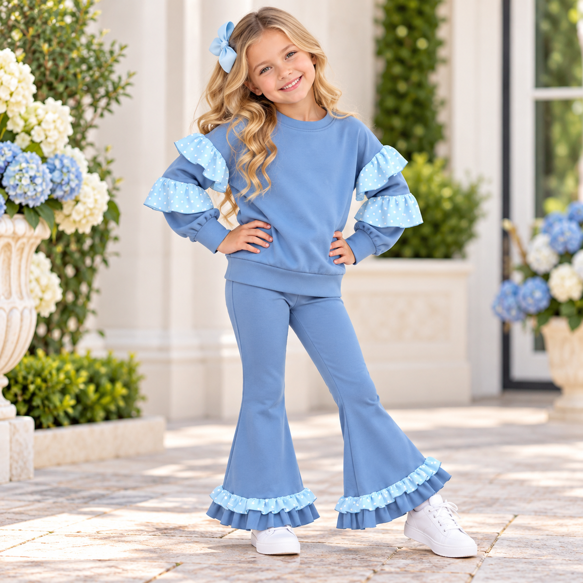 Girls flare ruffle set