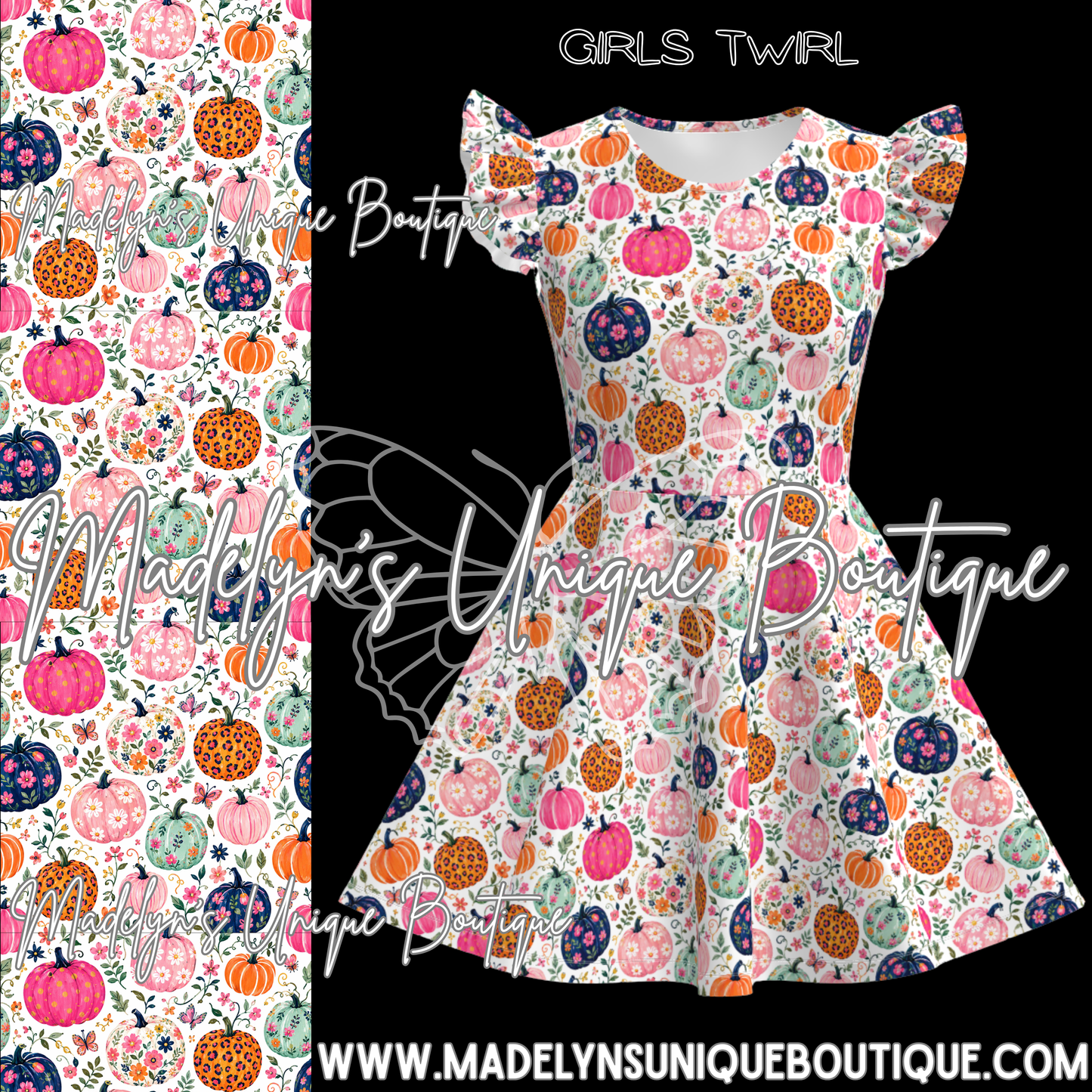 Girls twirl dress “Pumpkin Garden”