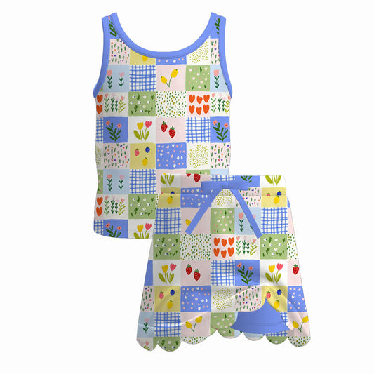 Girls scalloped skort set
