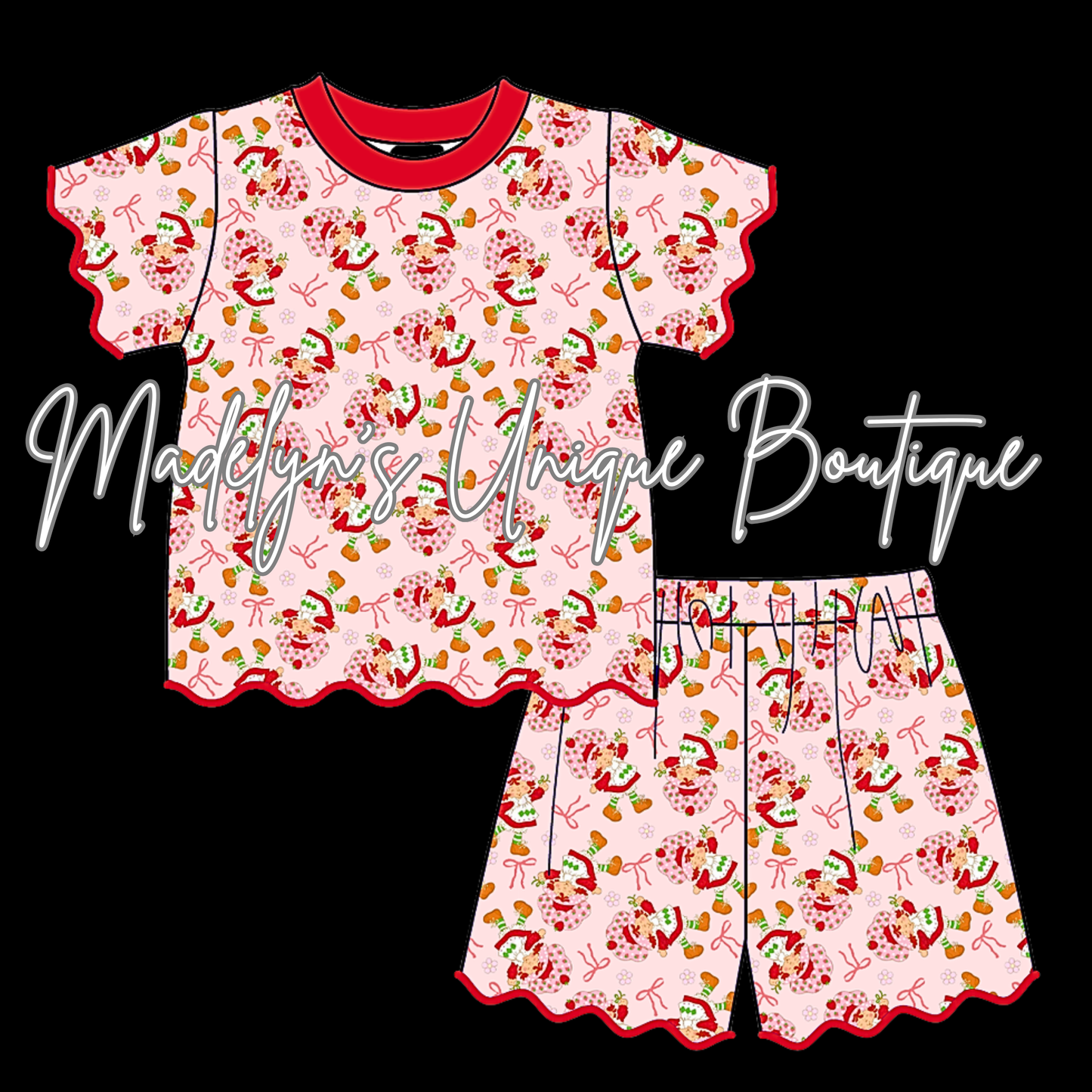Girls scalloped short set