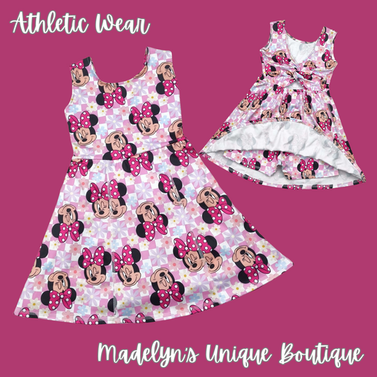 Magic pink mouse athletic dress with built in shorts