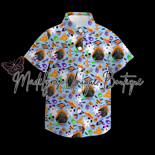 Boys button up shirt “Spooky sailing”