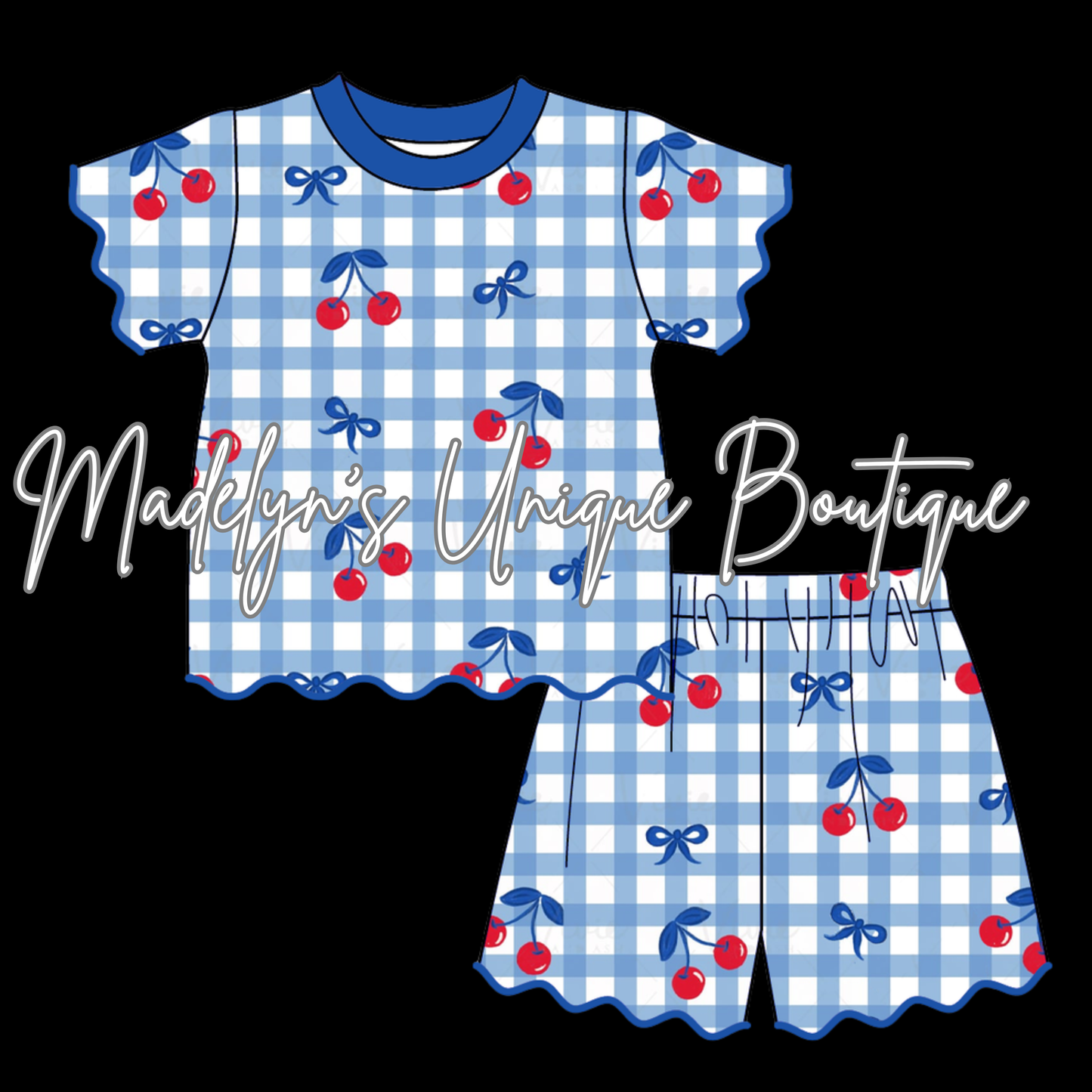 Girls scalloped short set