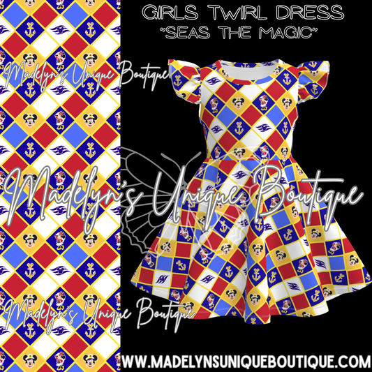 Girls twirl dress “Seas the Magic”