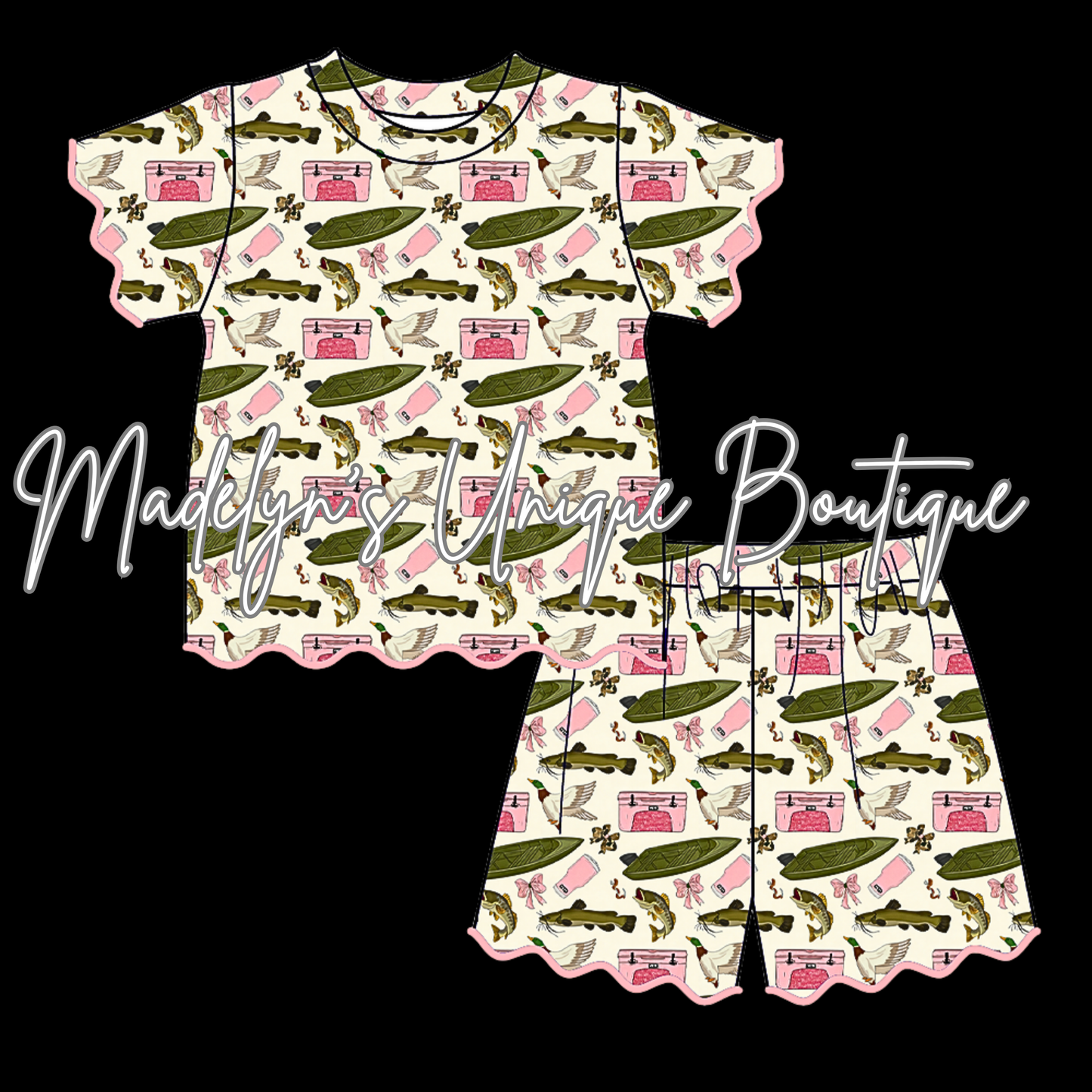 Girls scalloped short set