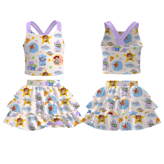 Girls ruffle skort set