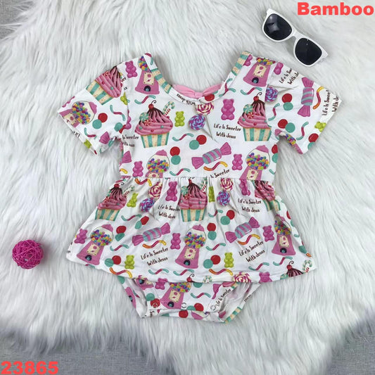 Bamboo bow back romper