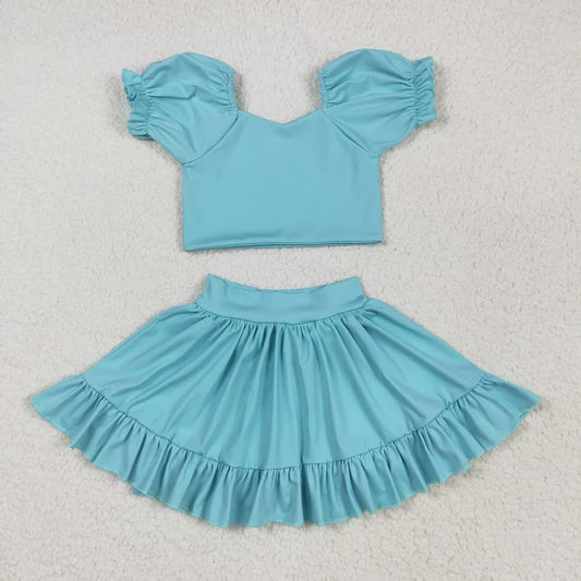 Turquoise athletic set with shorts built in