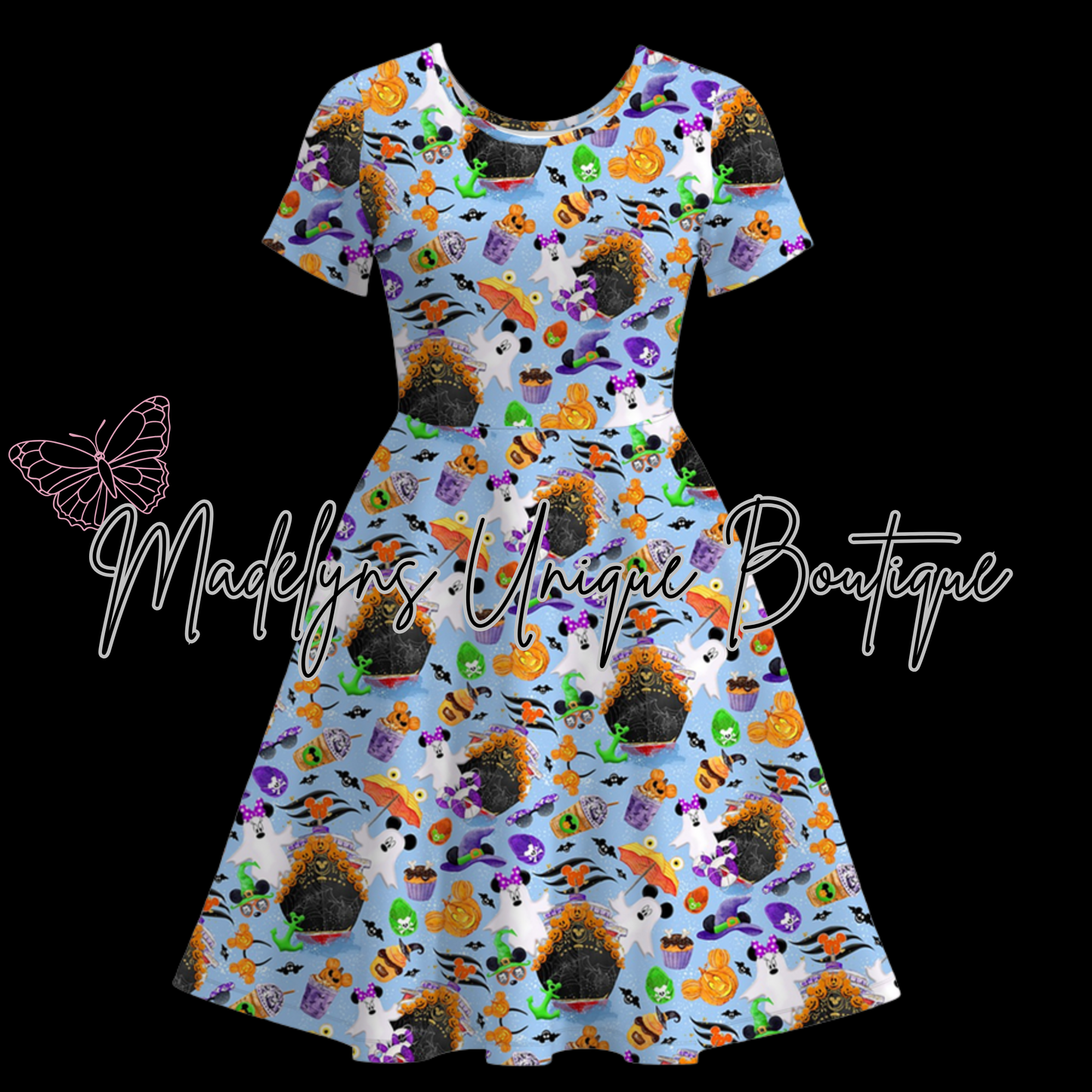 Women’s twirl dress with pockets “Spooky Sailing”