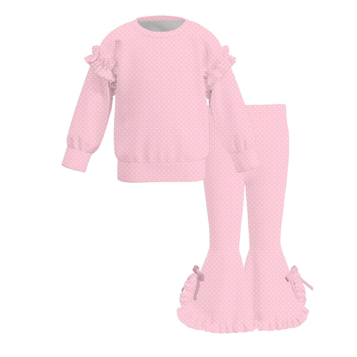 Girls ruffle sweatshirt set (pink)