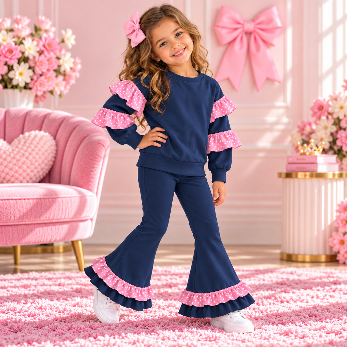 Girls flare ruffle set