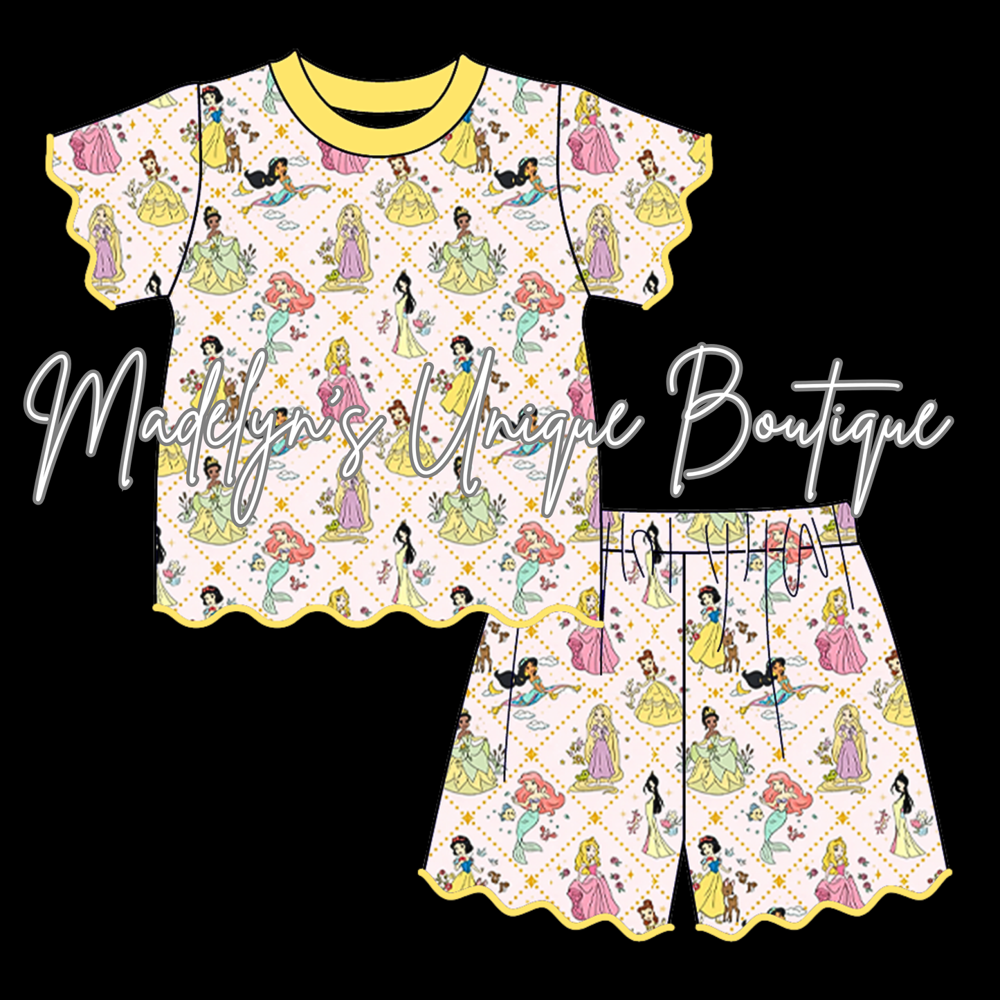 Girls scalloped short set