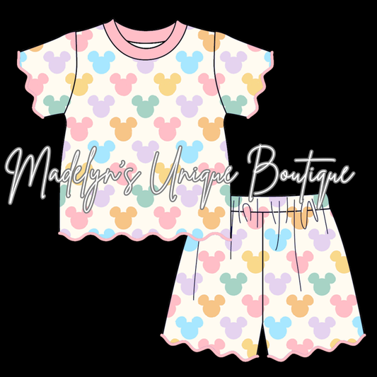 Girls scalloped short set