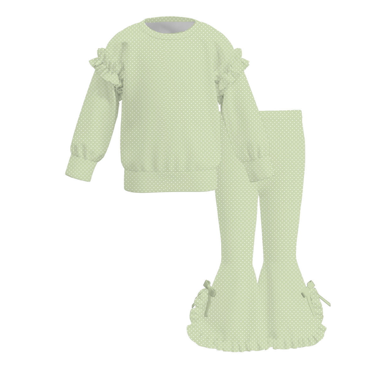 Girls ruffle sweatshirt set “green”
