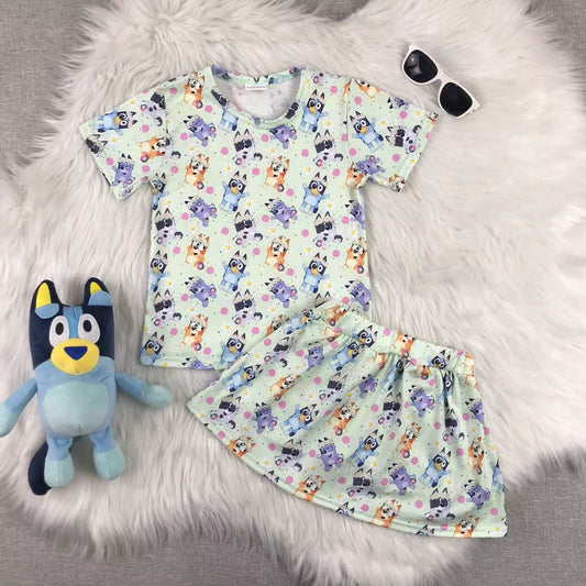 Blue pup skort set with shorts