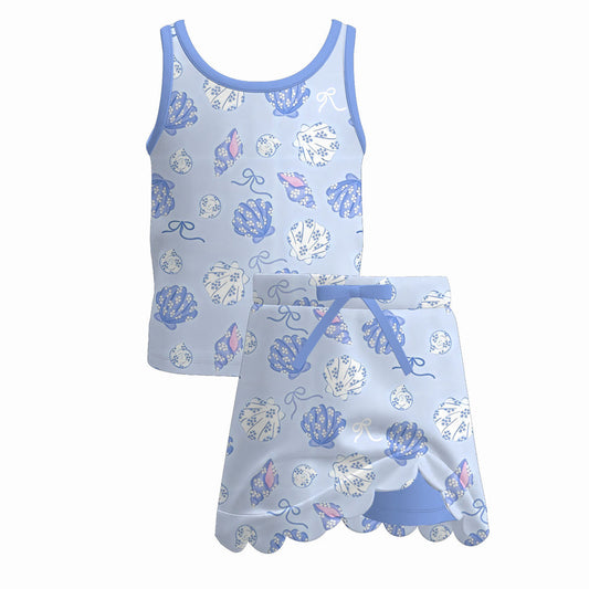 Girls scalloped skort set