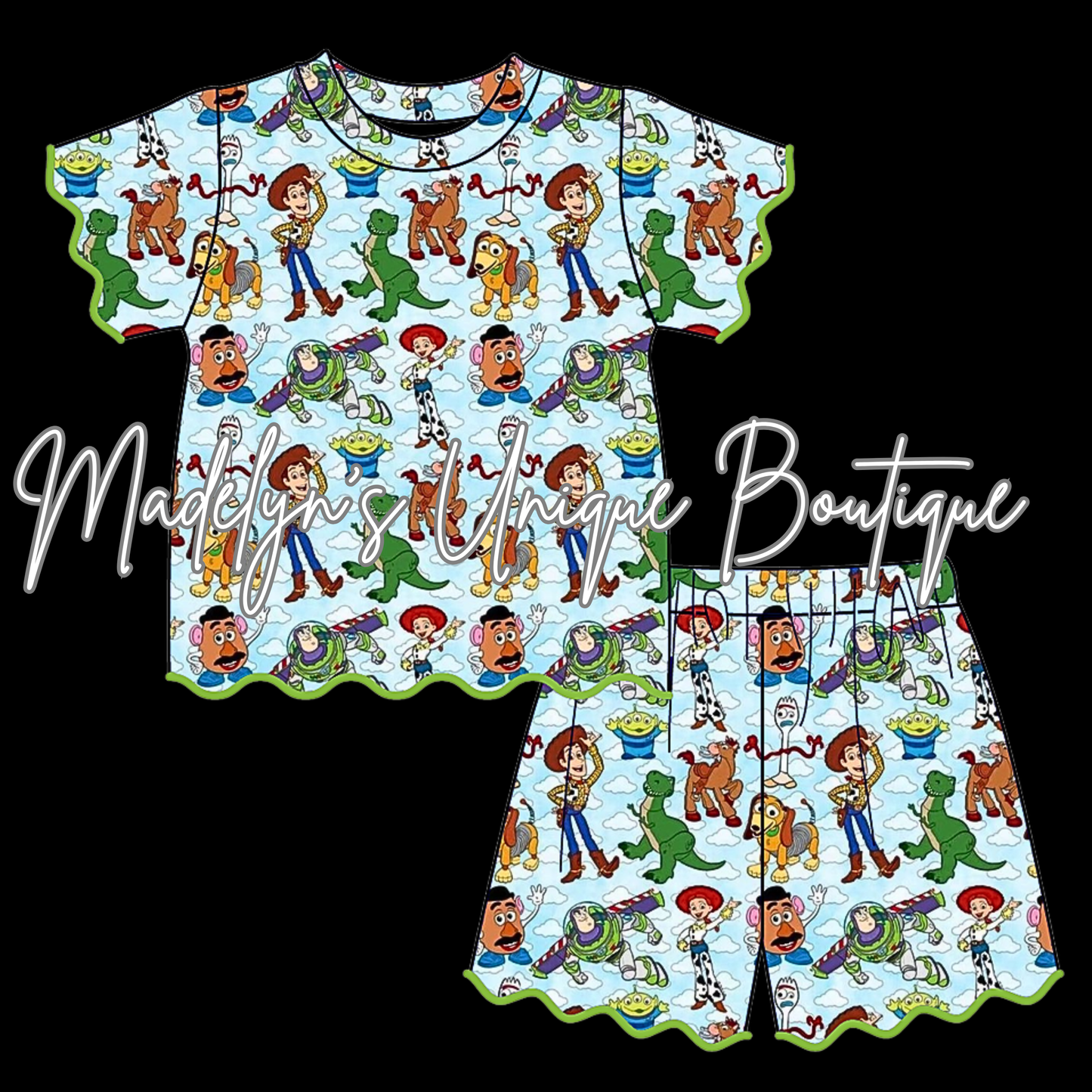 Girls scalloped short set