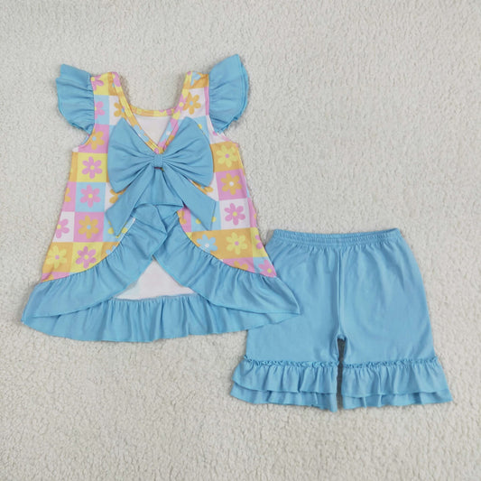Girls flowers bow back set
