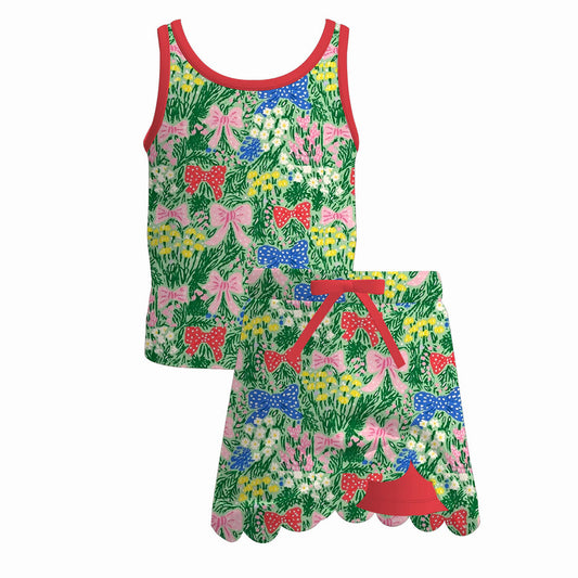 Girls scalloped skort set