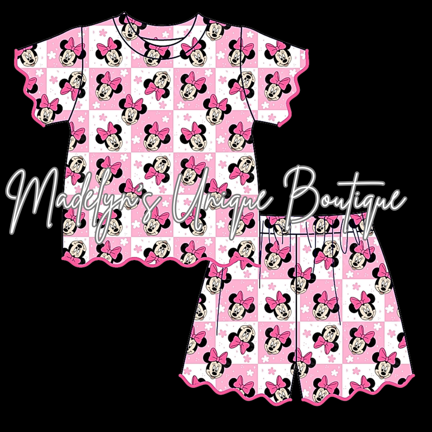 Girls scalloped short set