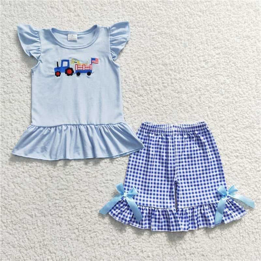 Embroidered short set USA