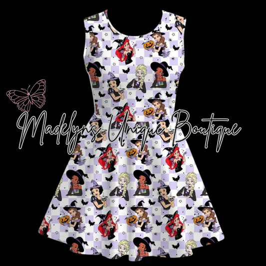 Women’s sleeveless twirl dress with pockets “Haunted happy ever after”