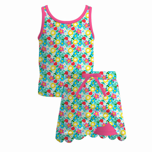 Girls scalloped skort set