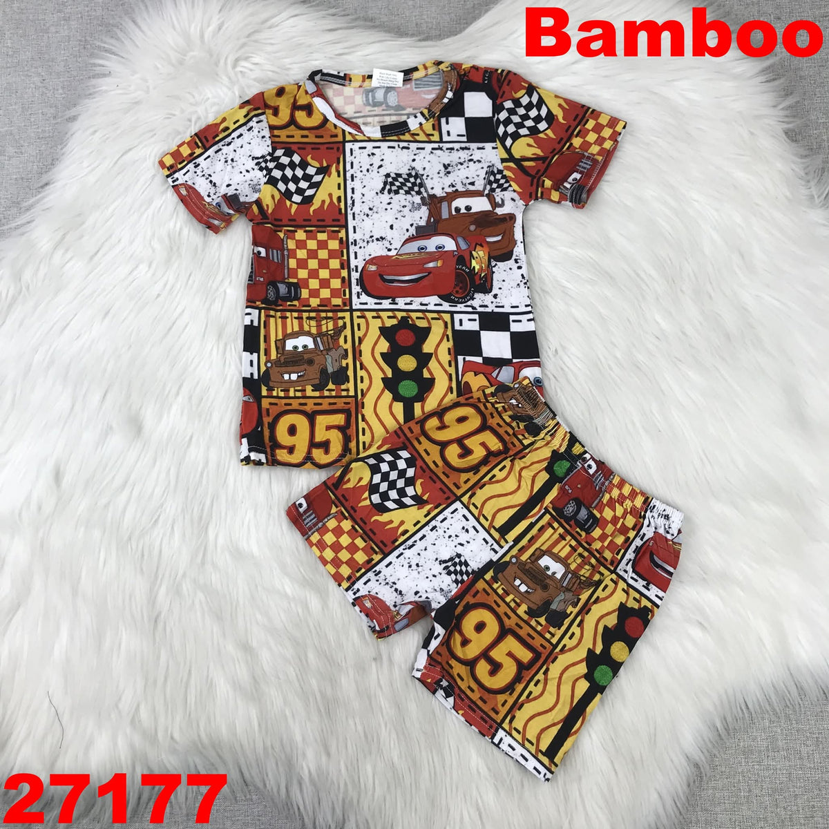 Boys bamboo car set