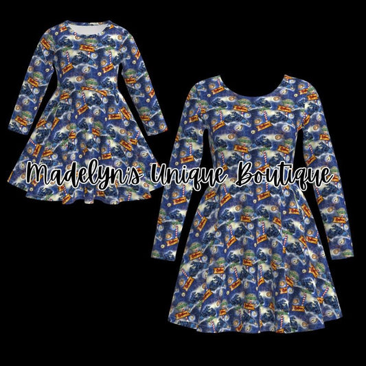 Long sleeve Women’s Christmas twirl dress with pockets