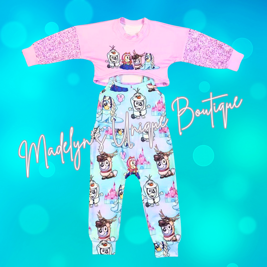 MAGIC blue pups romper set