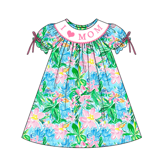 Smocked I love mom dress
