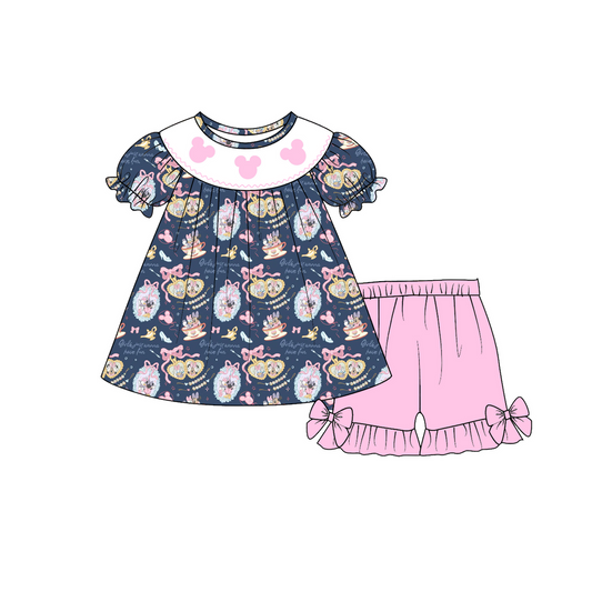 Magic embroidered smocked short set