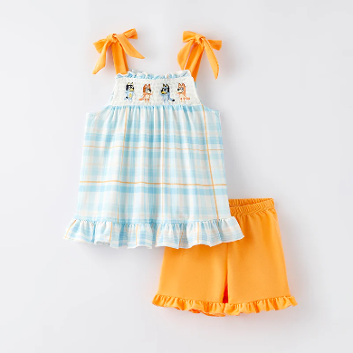 Embroidered smocked set