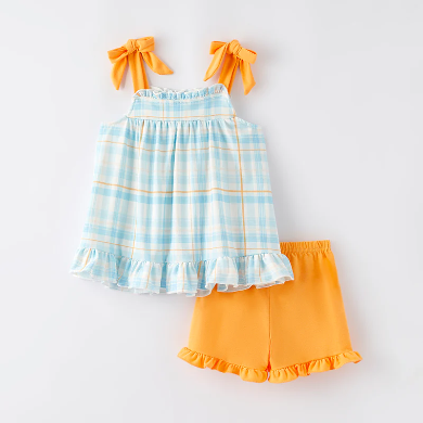 Embroidered smocked set