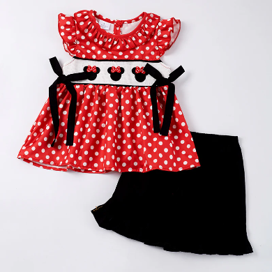 Embroidered smocked short set