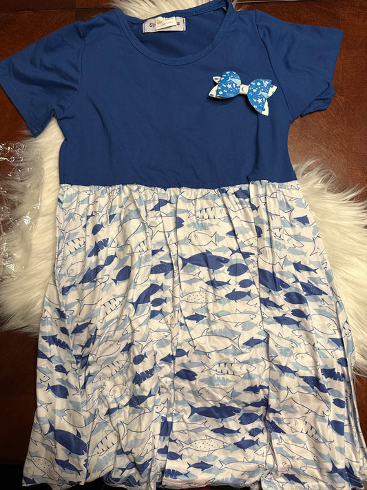 Shark dress 10/12 with bow