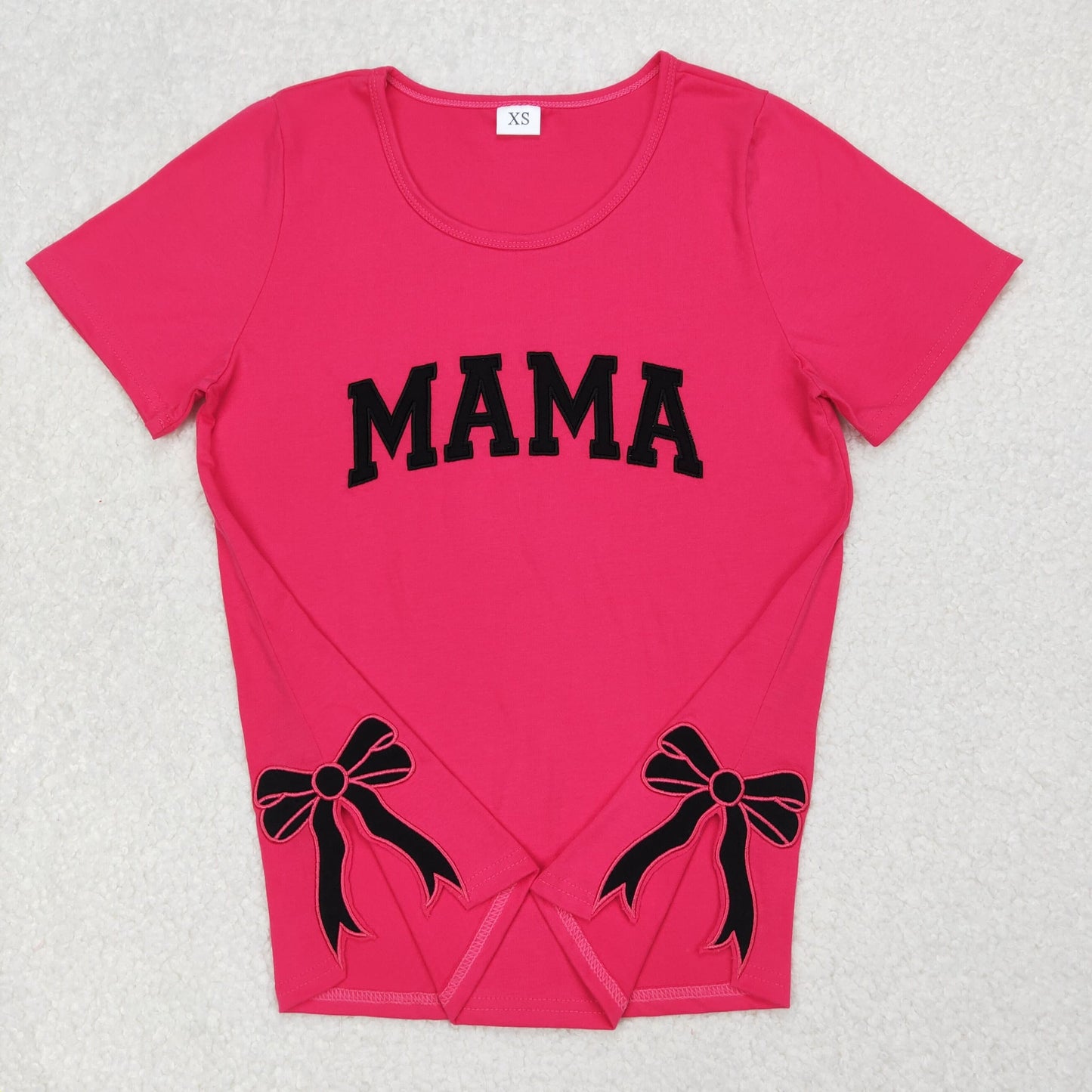 Mama embroidered bow shirt