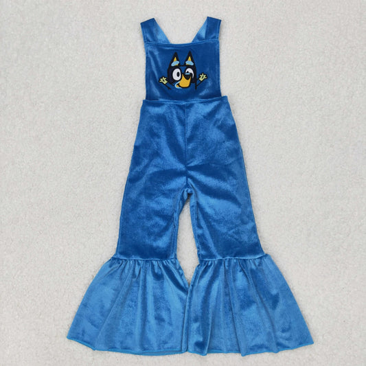 Pup blue romper embroidered