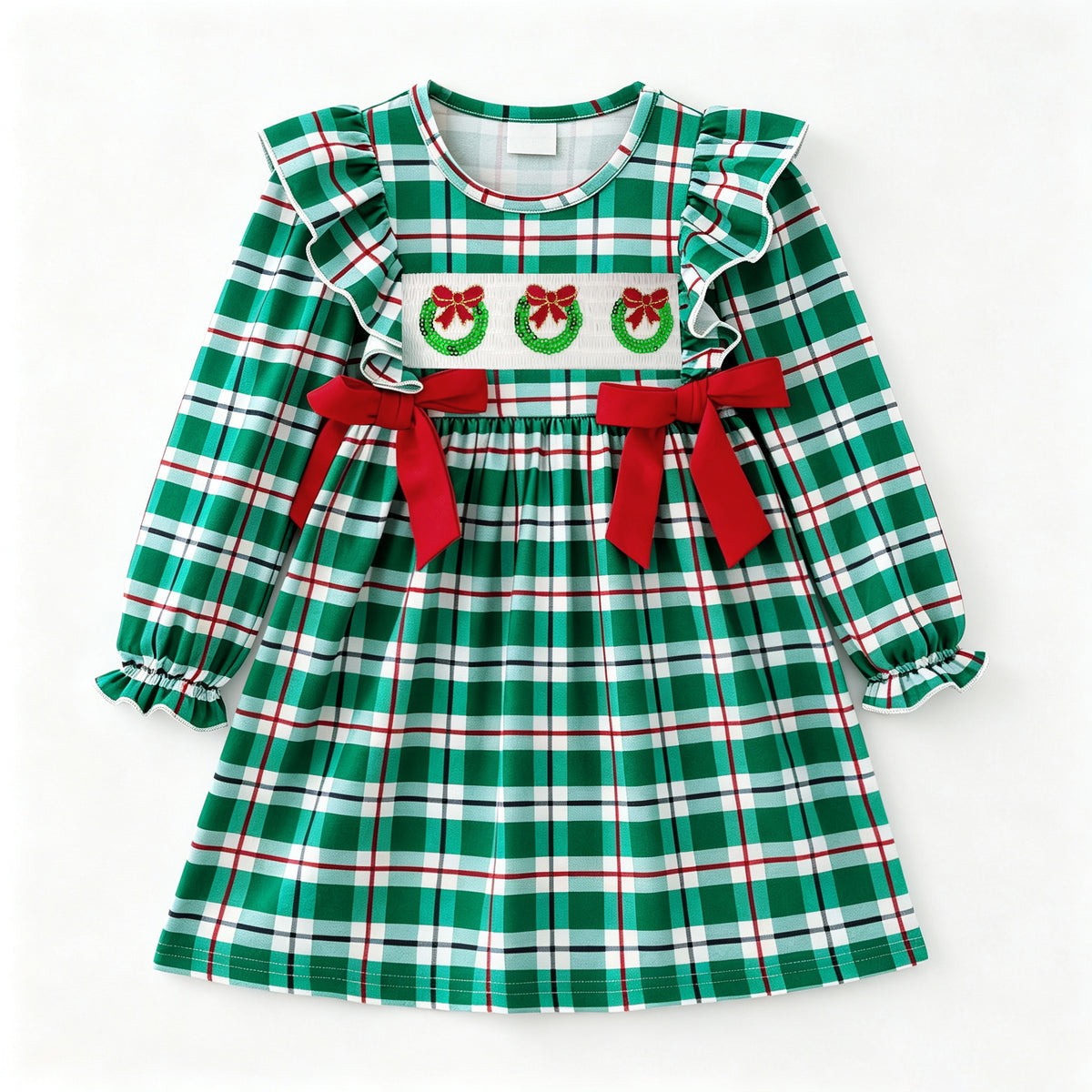 Christmas embroidered Smocked dress