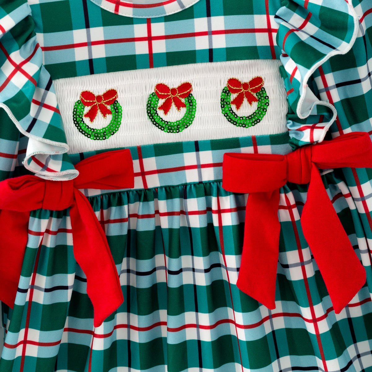Christmas embroidered Smocked dress