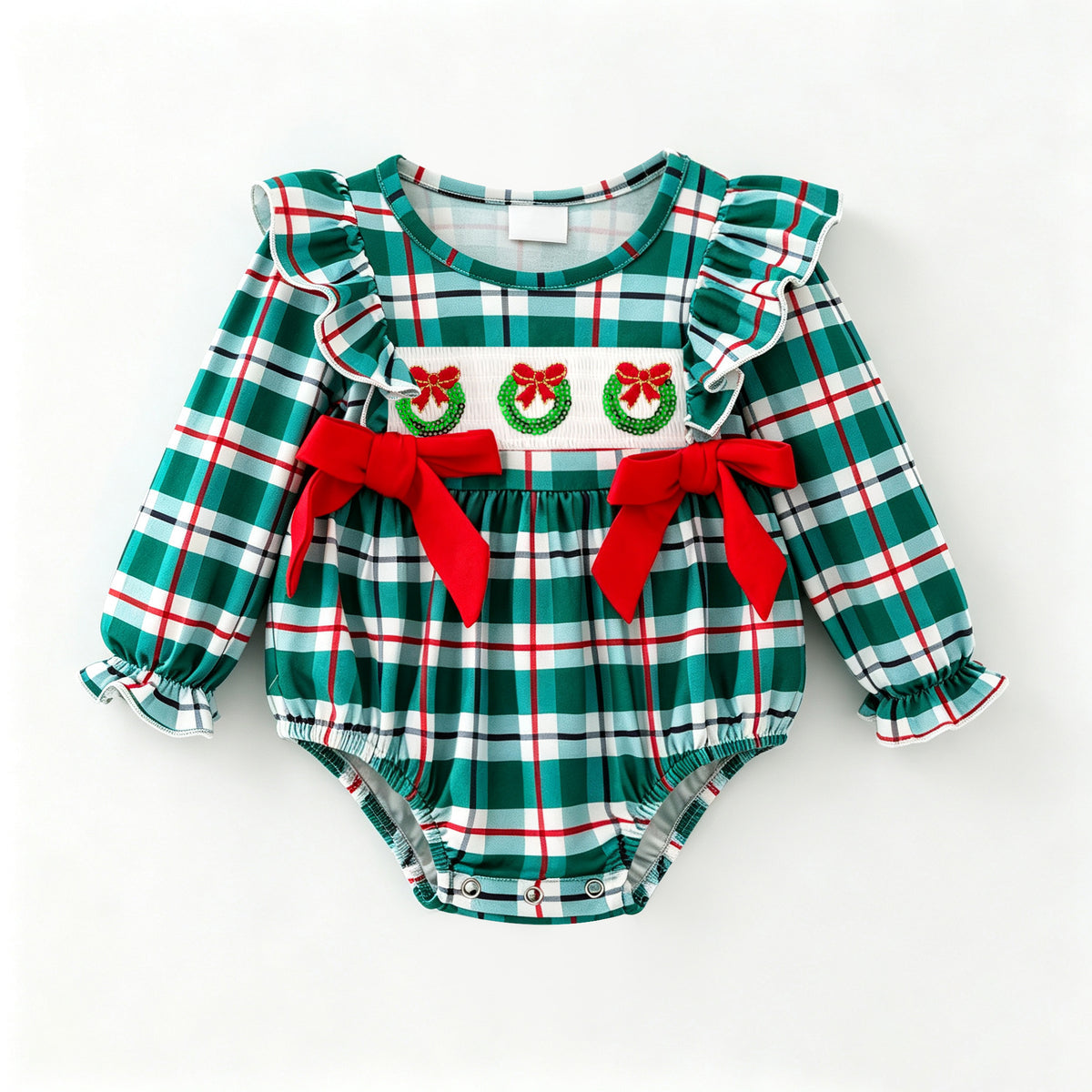 Christmas embroidered Smocked romper