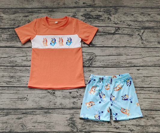 Blue pup short set