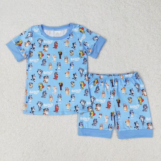 Blue pup short set